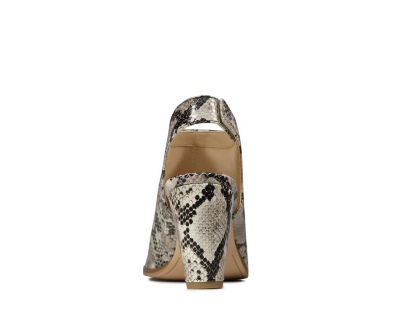 Clarks Kaylin 85 Sling Heeled Sandals Grey Snake Women - India I3Z8754-A4