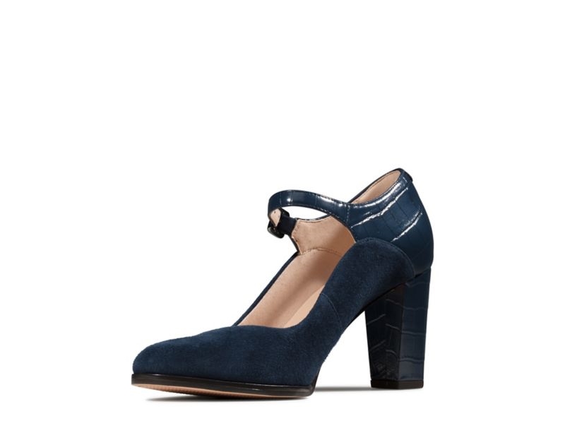 Clarks Kaylin Alba Heeled Shoes Black Shoes Navy Women - India H0H5385-R3