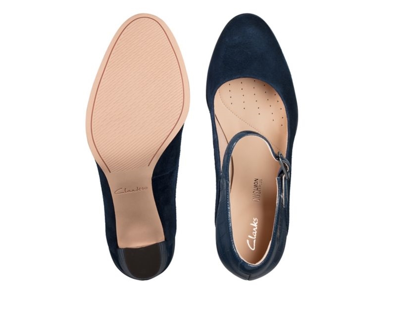 Clarks Kaylin Alba Heeled Shoes Heels Navy Women - India X2S7663-K8