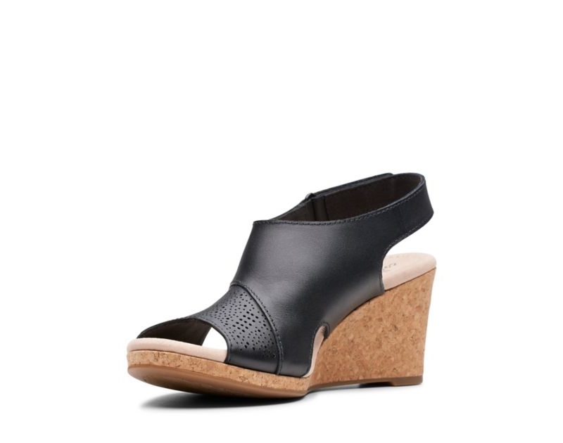 Clarks Lafley Joy Sandals Wedge Sandals Black Women - India K7M3027-K5