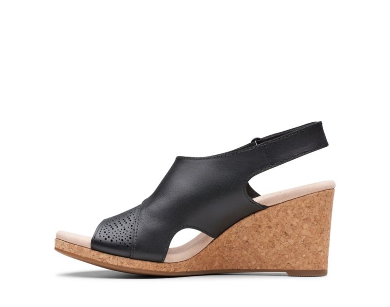 Clarks Lafley Joy Sandals Wedge Sandals Black Women - India K7M3027-K5