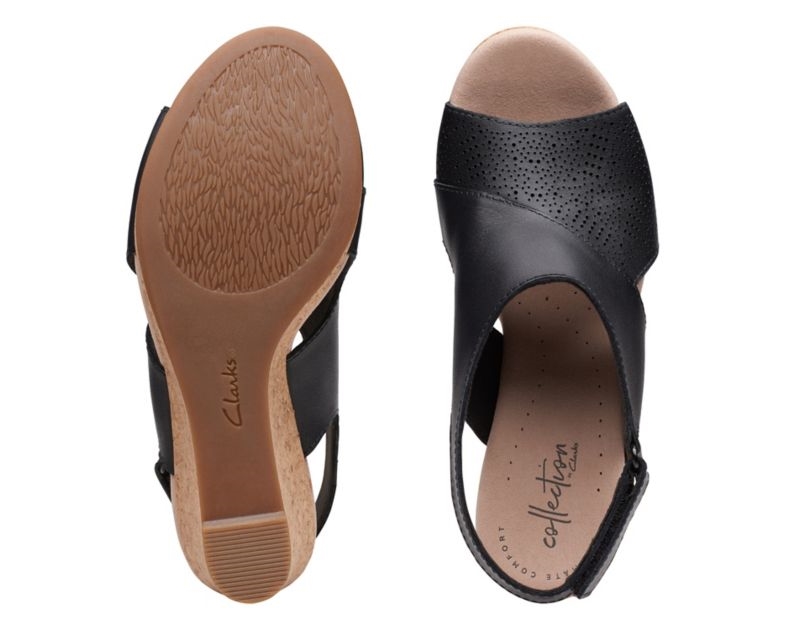 Clarks Lafley Joy Sandals Wedge Sandals Black Women - India K7M3027-K5
