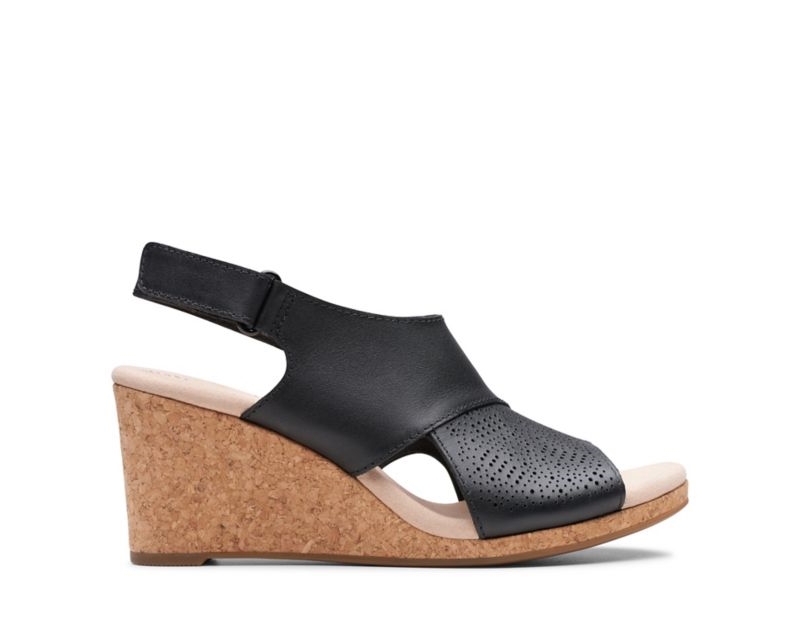 Clarks Lafley Joy Sandals Wedge Sandals Black Women - India K7M3027-K5