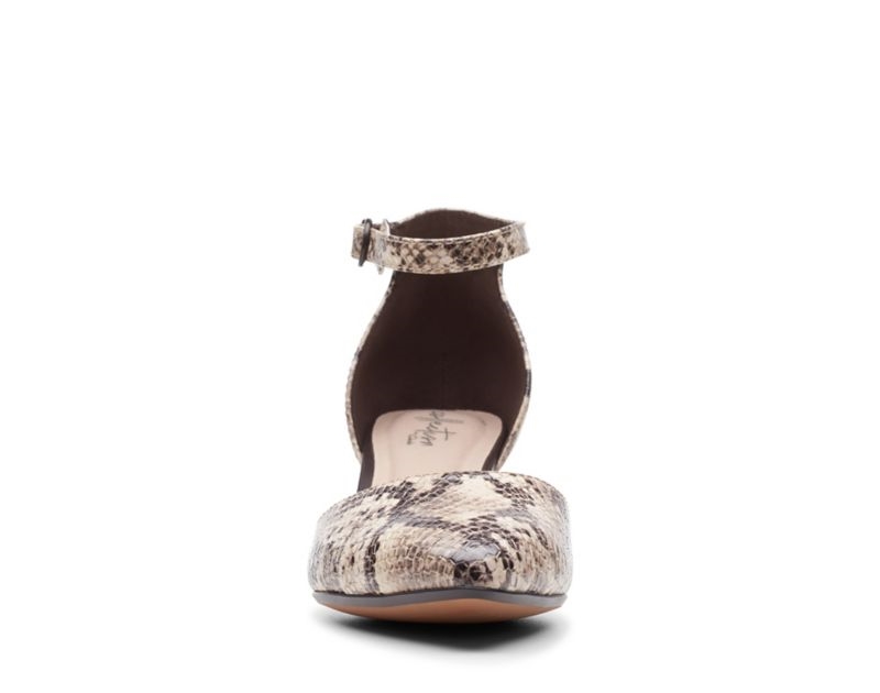 Clarks Linvale Edyth Pumps Wide Fit Shoes Beige Snake Women - India K2N5941-M3