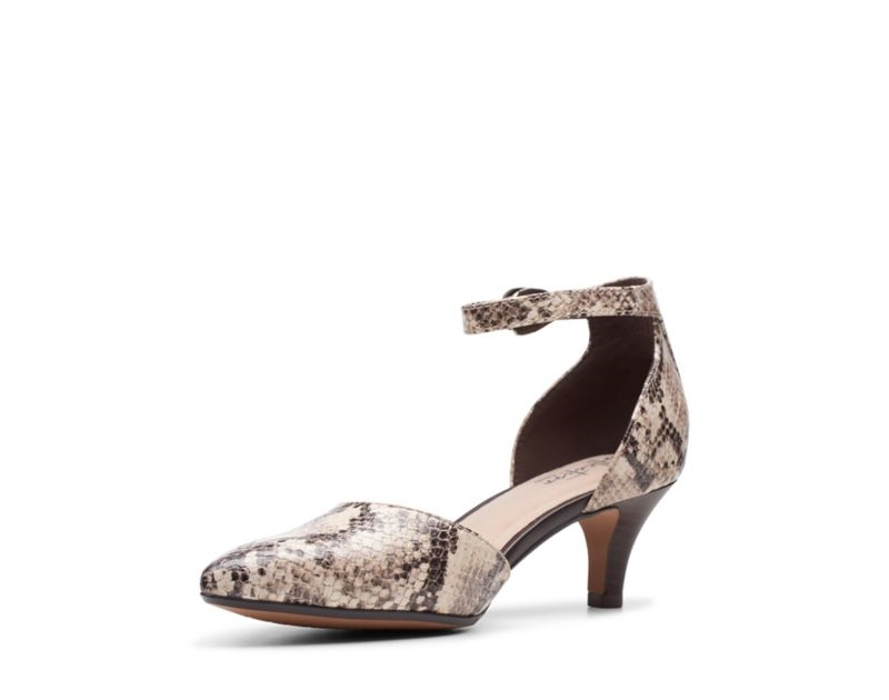 Clarks Linvale Edyth Pumps Wide Fit Shoes Beige Snake Women - India K2N5941-M3
