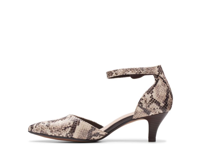 Clarks Linvale Edyth Pumps Wide Fit Shoes Beige Snake Women - India K2N5941-M3