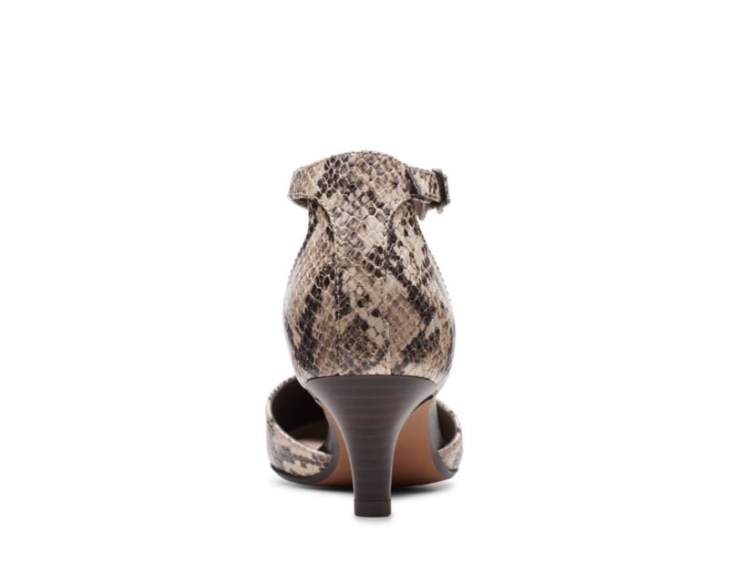 Clarks Linvale Edyth Pumps Wide Fit Shoes Beige Snake Women - India K2N5941-M3