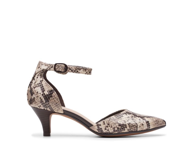 Clarks Linvale Edyth Pumps Wide Fit Shoes Beige Snake Women - India K2N5941-M3