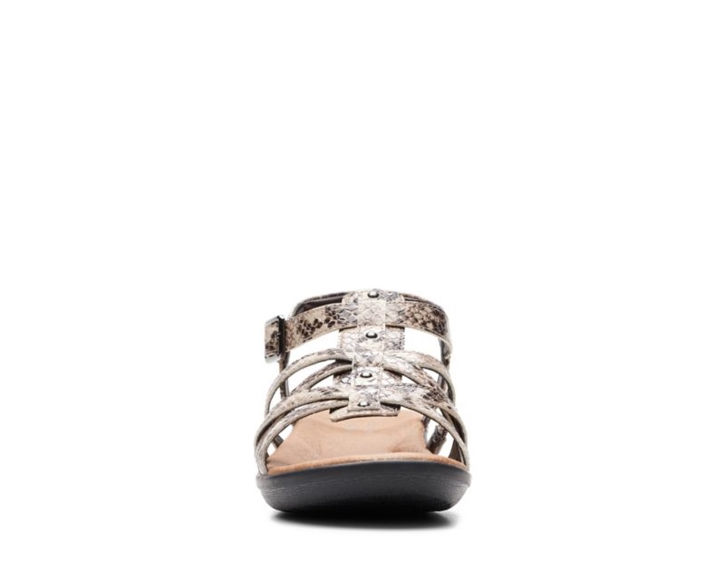 Clarks Manilla Bonita Flat Sandals Beige Snake Women - India P3V5253-J5