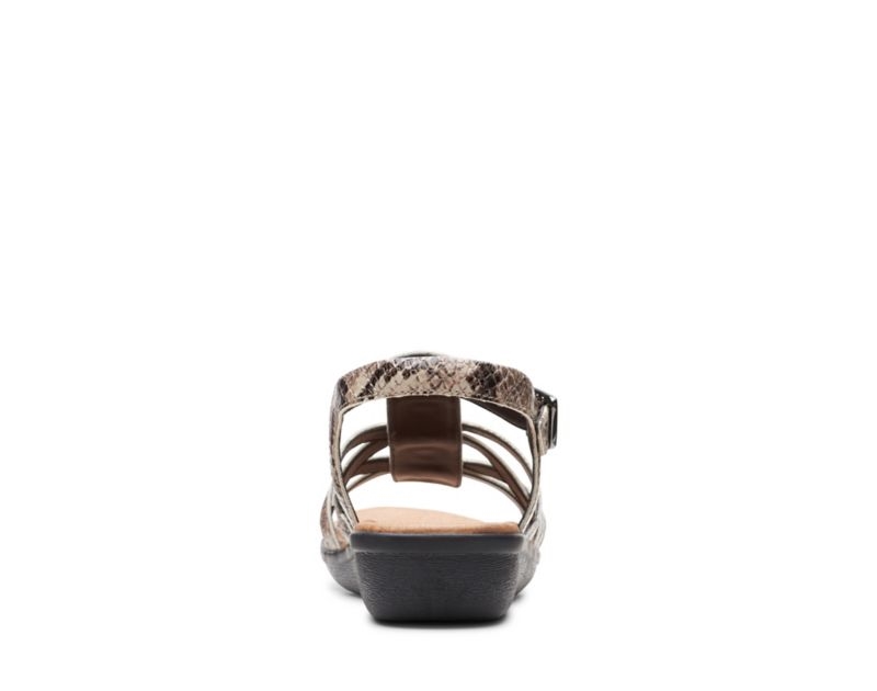 Clarks Manilla Bonita Flat Sandals Beige Snake Women - India P3V5253-J5