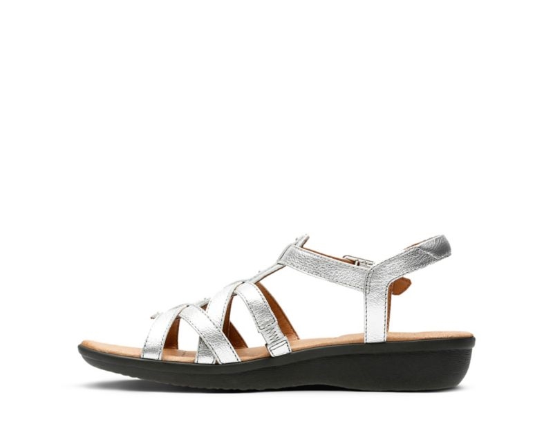 Clarks Manilla Bonita Sandals Flat Sandals Silver Women - India M8H0457-W2