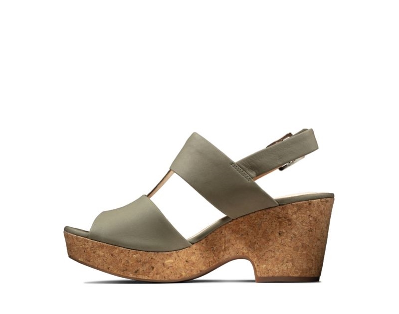 Clarks Maritsa Glad Heeled Sandals Olive Women - India A7X1478-I9