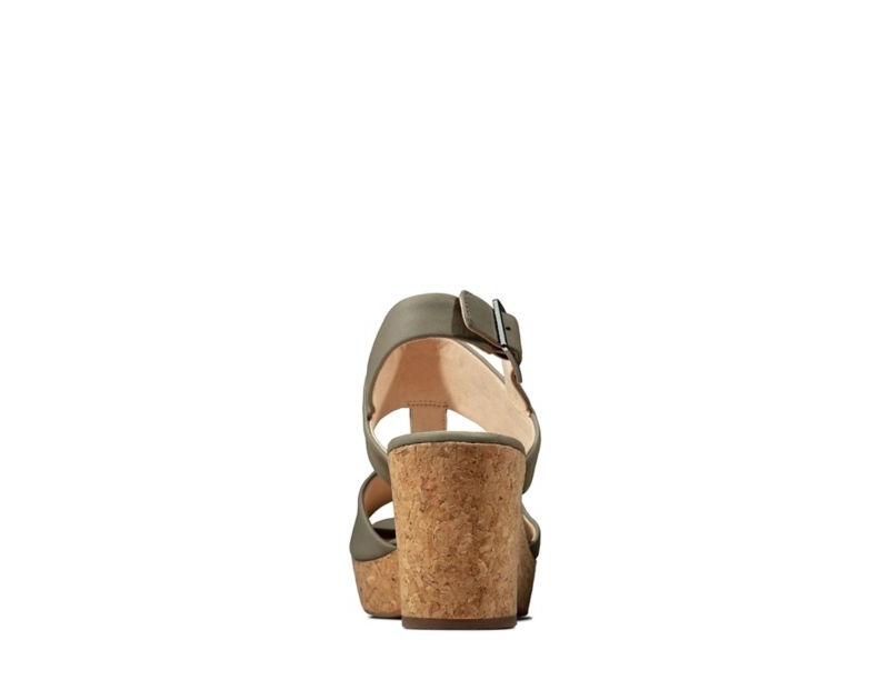 Clarks Maritsa Glad Heeled Sandals Olive Women - India A7X1478-I9