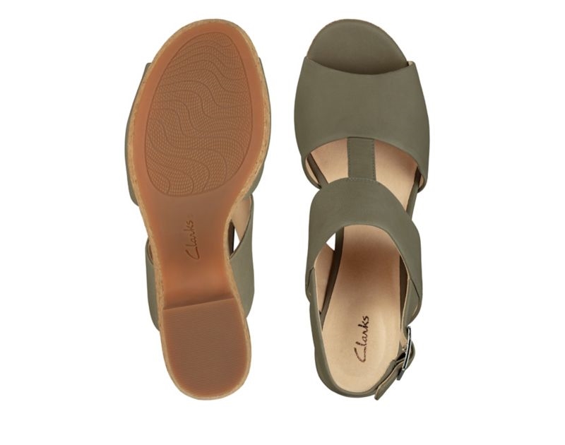 Clarks Maritsa Glad Heeled Sandals Olive Women - India A7X1478-I9