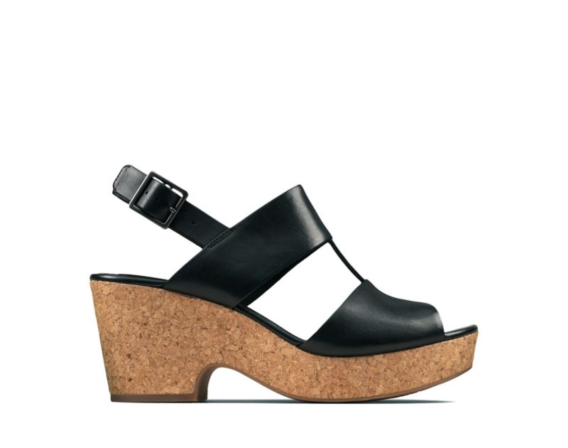 Clarks Maritsa Glad Wedge Sandals Heeled Sandals Black Women - India D3S4644-F4
