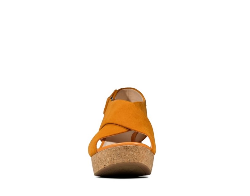 Clarks Maritsa Lara Wedge Sandals Heeled Sandals Orange Women - India L7W9285-N7