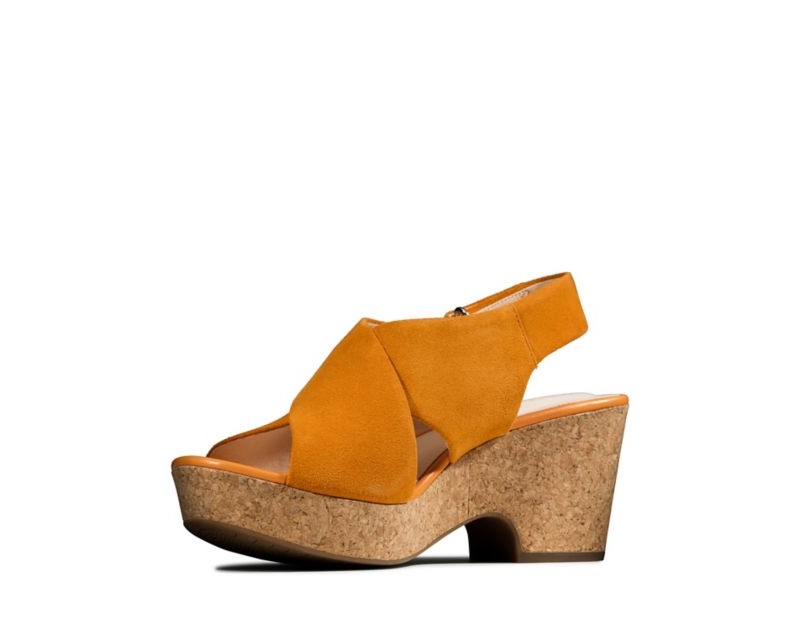 Clarks Maritsa Lara Wedge Sandals Heeled Sandals Orange Women - India L7W9285-N7