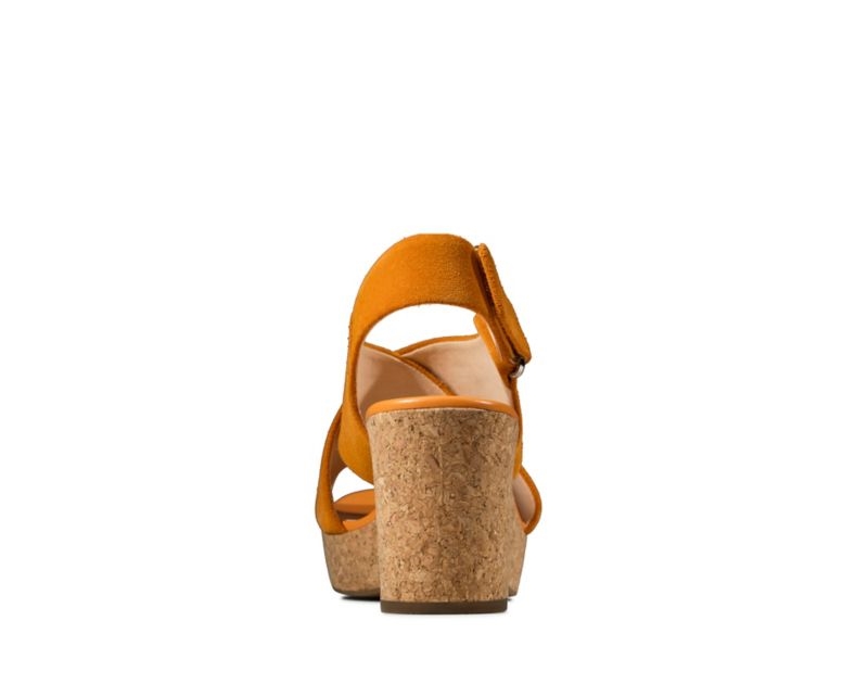Clarks Maritsa Lara Wedge Sandals Heeled Sandals Orange Women - India L7W9285-N7