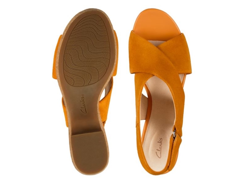 Clarks Maritsa Lara Wedge Sandals Heeled Sandals Orange Women - India L7W9285-N7