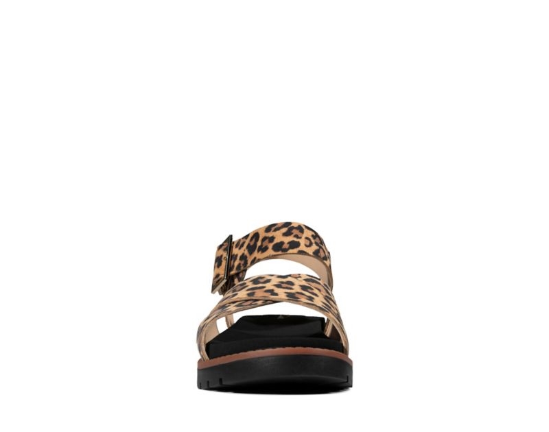 Clarks Orinoco Strap Flat Sandals Leopard Women - India Q3I5555-K8