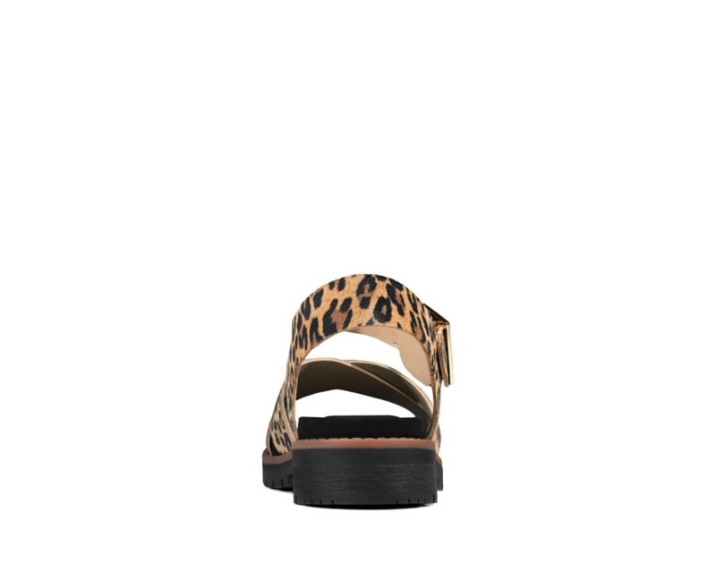 Clarks Orinoco Strap Flat Sandals Leopard Women - India Q3I5555-K8