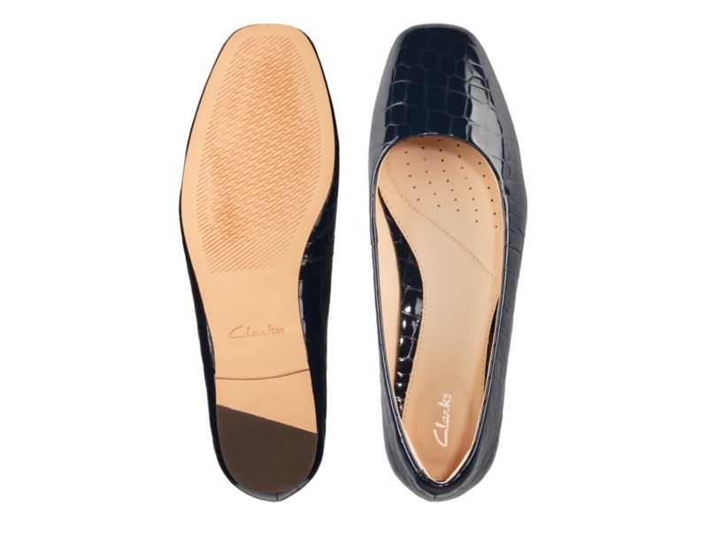 Clarks Pure 2 Pumps Flat Shoes Navy Women - India F8D2823-K6