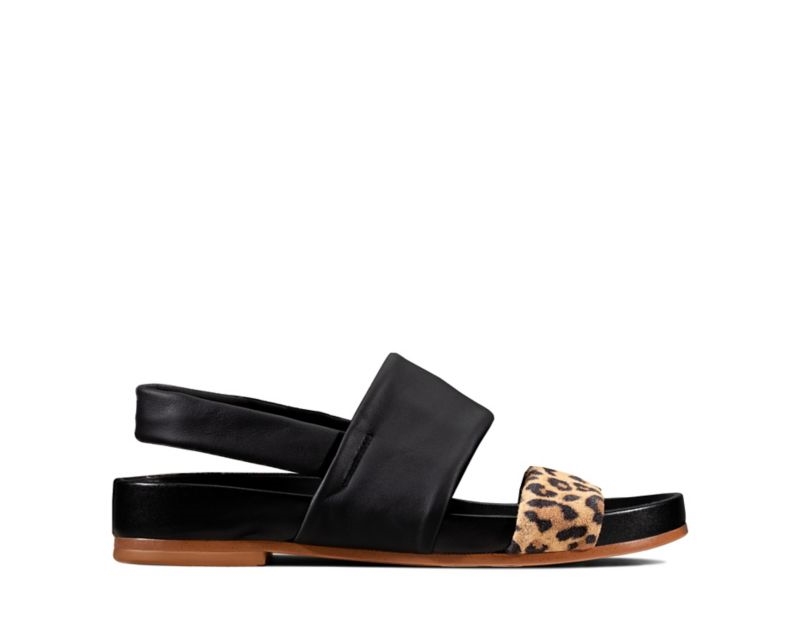 Clarks Pure Strap Flat Sandals Leopard Women - India J6U7589-H7
