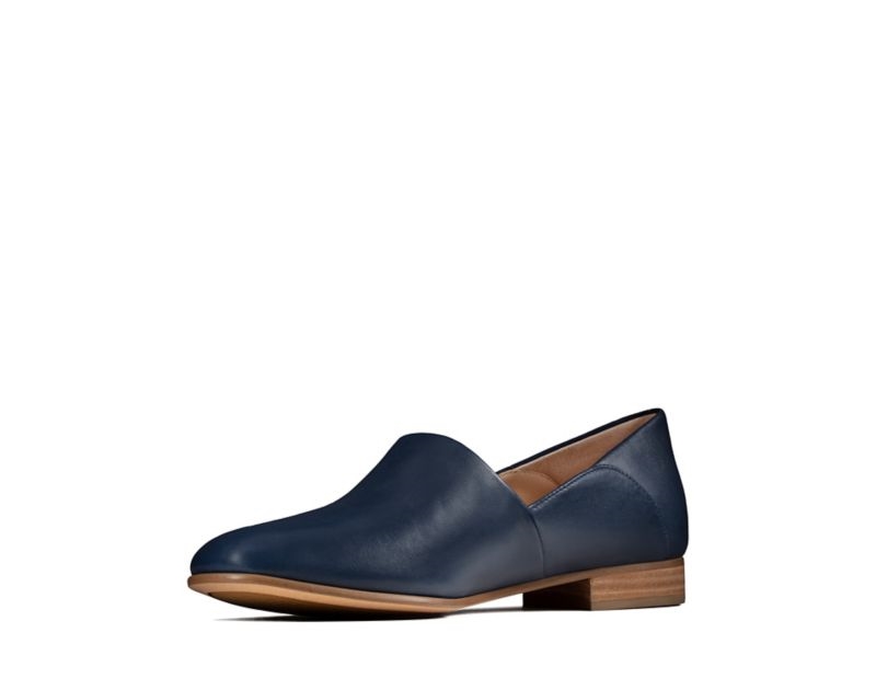 Clarks Pure Tone Loafers Navy Women - India V2H2578-E3
