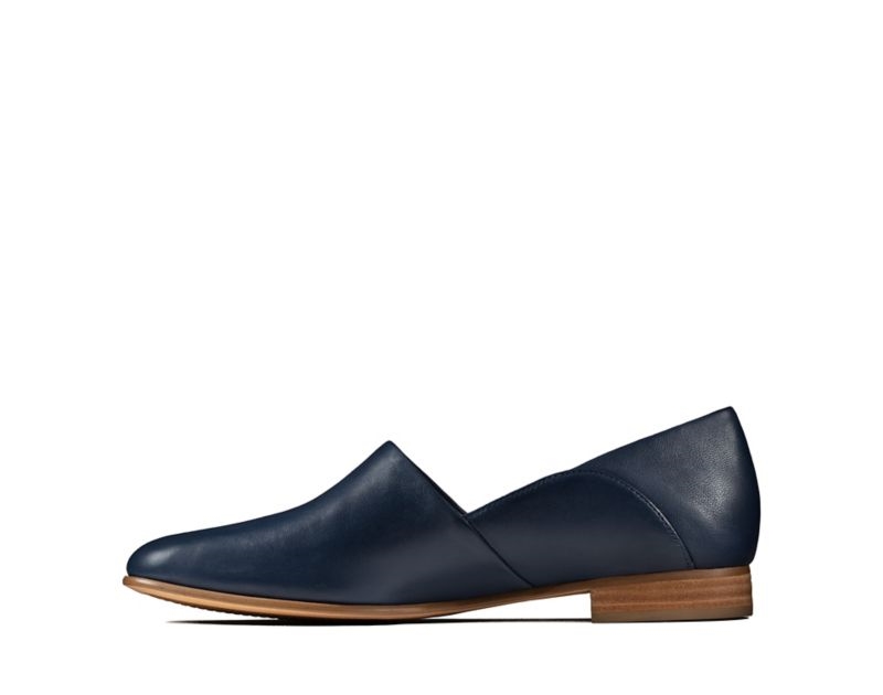 Clarks Pure Tone Loafers Navy Women - India V2H2578-E3