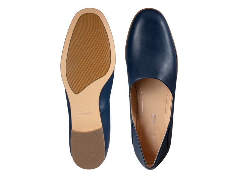 Clarks Pure Tone Loafers Navy Women - India V2H2578-E3