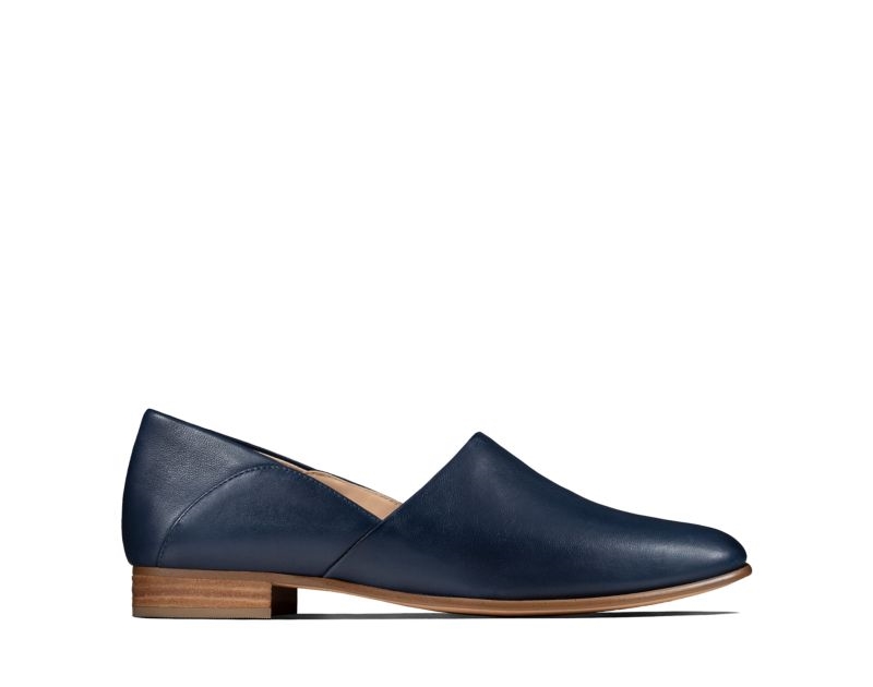 Clarks Pure Tone Loafers Navy Women - India V2H2578-E3
