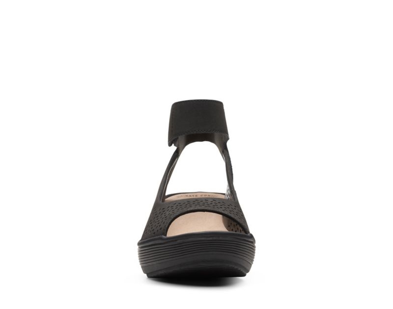 Clarks Reedly Jump Wedge Sandals Black Women - India R6B6259-C7