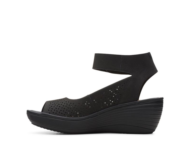 Clarks Reedly Jump Wedge Sandals Black Women - India R6B6259-C7