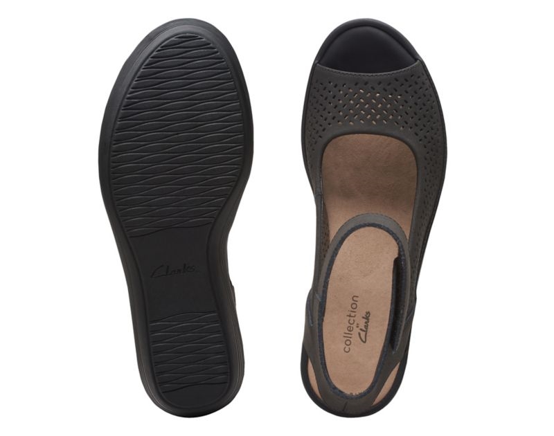 Clarks Reedly Jump Wedge Sandals Black Women - India R6B6259-C7