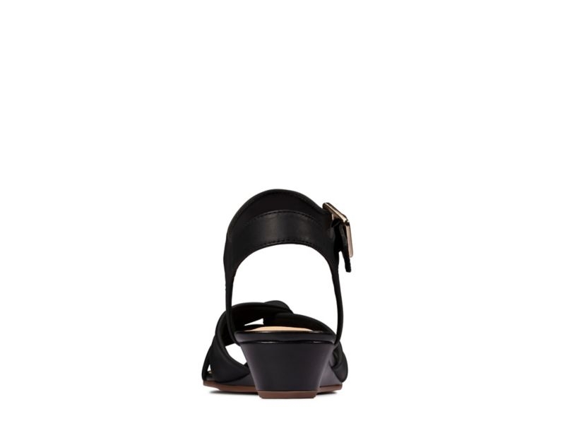 Clarks Sense Strap Wedge Sandals Black Women - India X6Y8781-J3