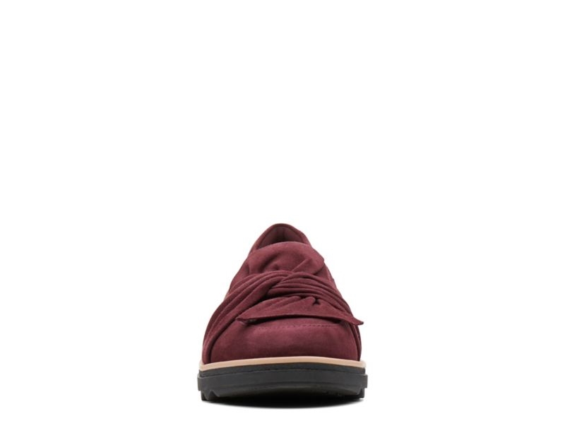 Clarks Sharon Dasher Loafers Wide Fit Shoes Burgundy Women - India S1F0575-M9