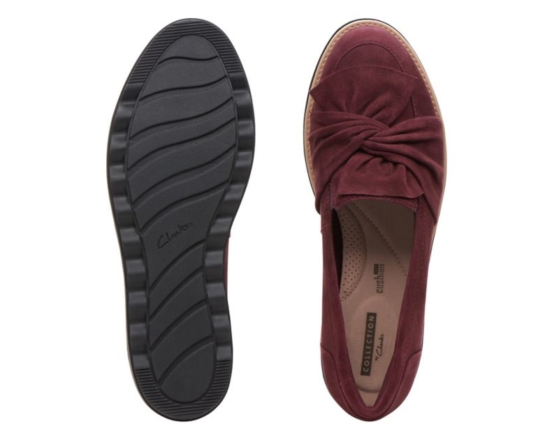 Clarks Sharon Dasher Loafers Wide Fit Shoes Burgundy Women - India S1F0575-M9