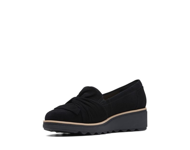 Clarks Sharon Dasher Wedge Shoes Black Shoes Black Women - India H4E8848-A0