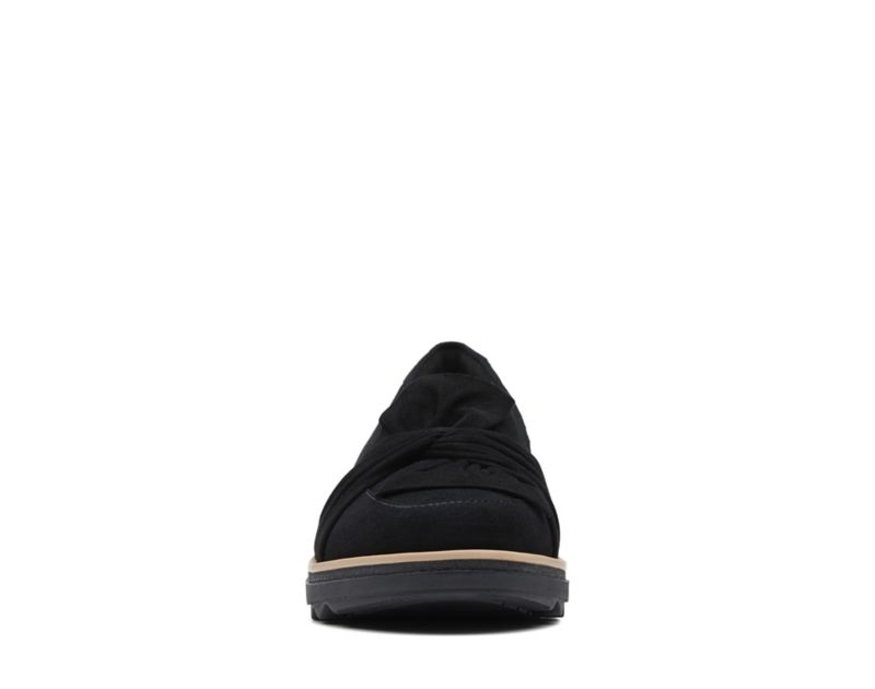Clarks Sharon Dasher Wedge Shoes Wide Fit Shoes Black Women - India Q2S4985-L5