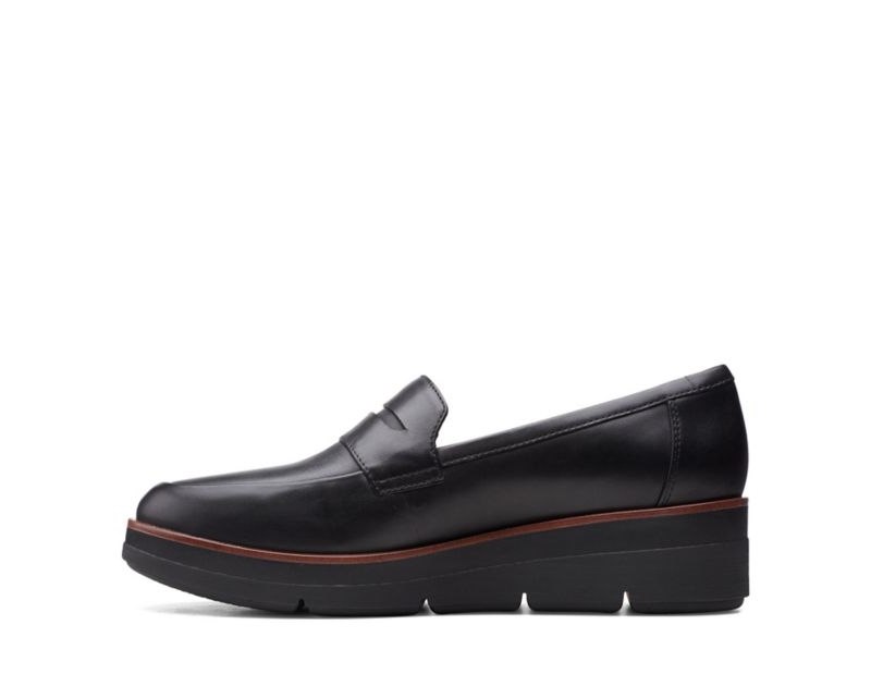Clarks Shaylin Step Loafers Wide Fit Shoes Black Women - India Z9B5230-Y6