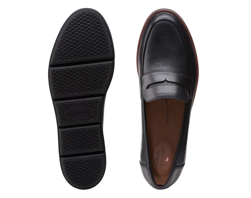 Clarks Shaylin Step Loafers Wide Fit Shoes Black Women - India Z9B5230-Y6