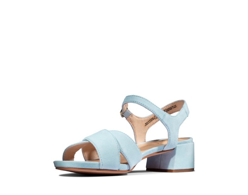 Clarks Sheer 35 Strap Heeled Sandals Light Blue Women - India C8O9226-M5