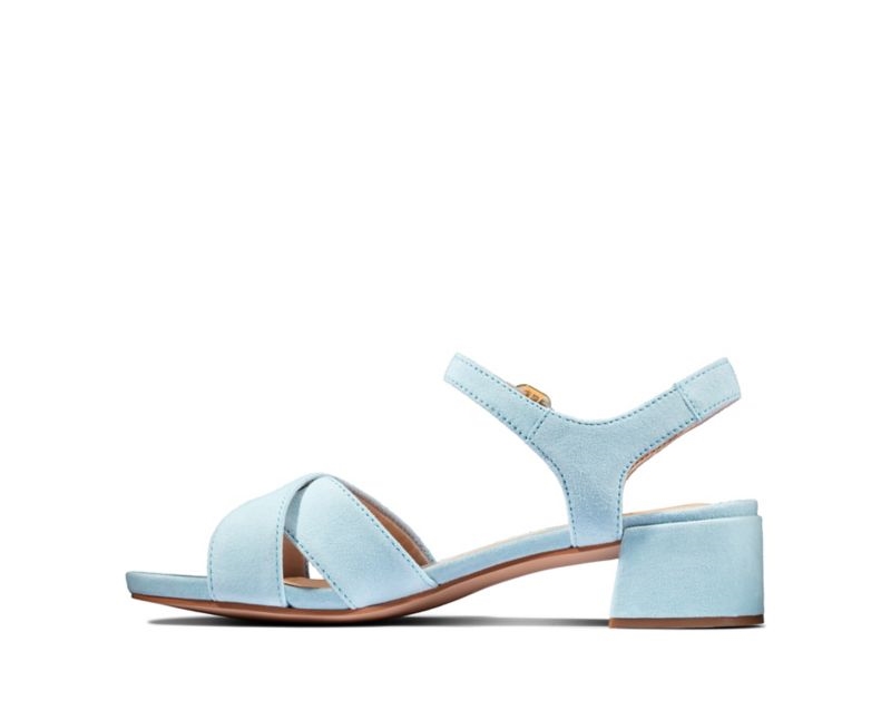 Clarks Sheer 35 Strap Heeled Sandals Light Blue Women - India C8O9226-M5