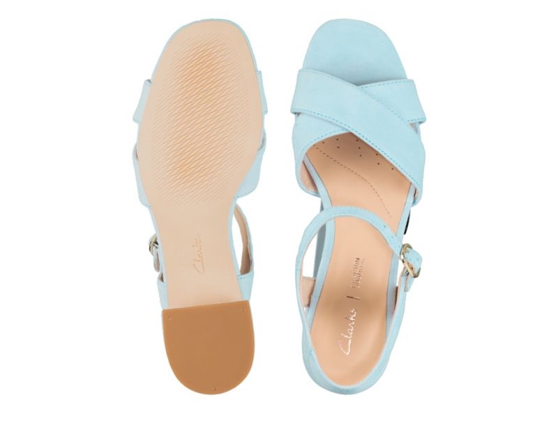 Clarks Sheer 35 Strap Heeled Sandals Light Blue Women - India C8O9226-M5