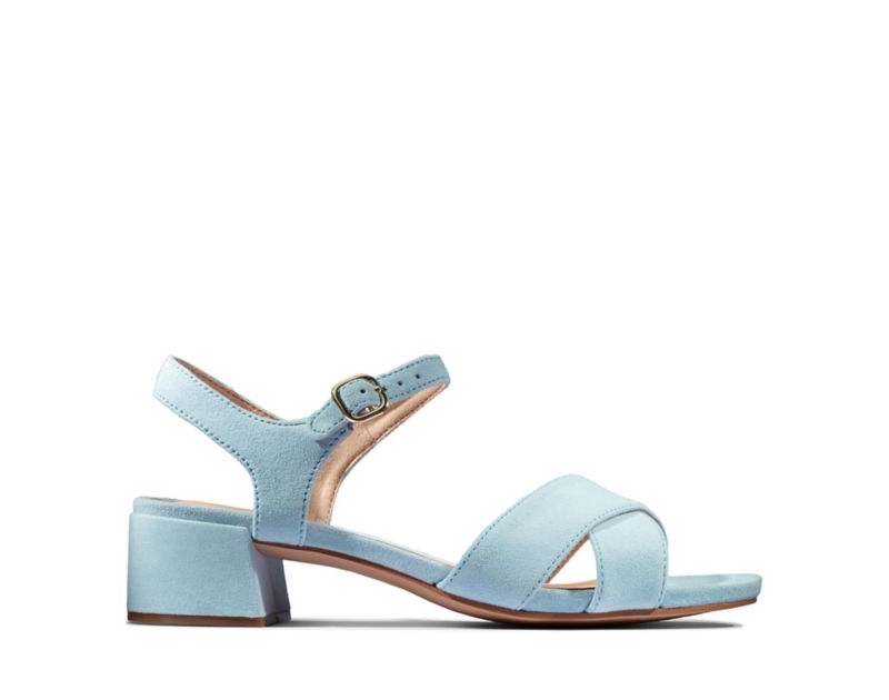 Clarks Sheer 35 Strap Heeled Sandals Light Blue Women - India C8O9226-M5