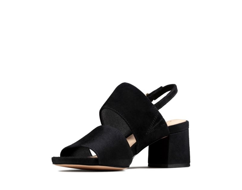Clarks Sheer 55 Sling Heeled Sandals Black Women - India F1U9433-O5