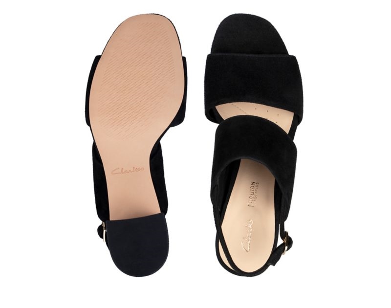 Clarks Sheer 55 Sling Heeled Sandals Black Women - India F1U9433-O5