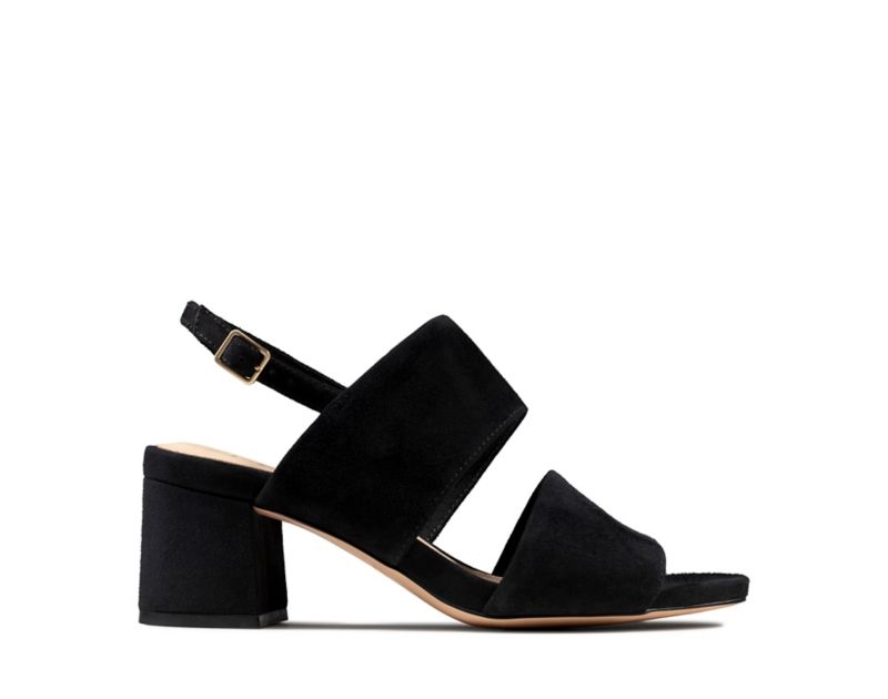 Clarks Sheer 55 Sling Heeled Sandals Black Women - India F1U9433-O5