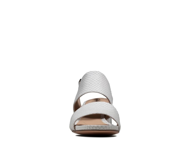 Clarks Sheer 55 Sling Pumps Heeled Sandals White Snake Women - India S8X2951-X8