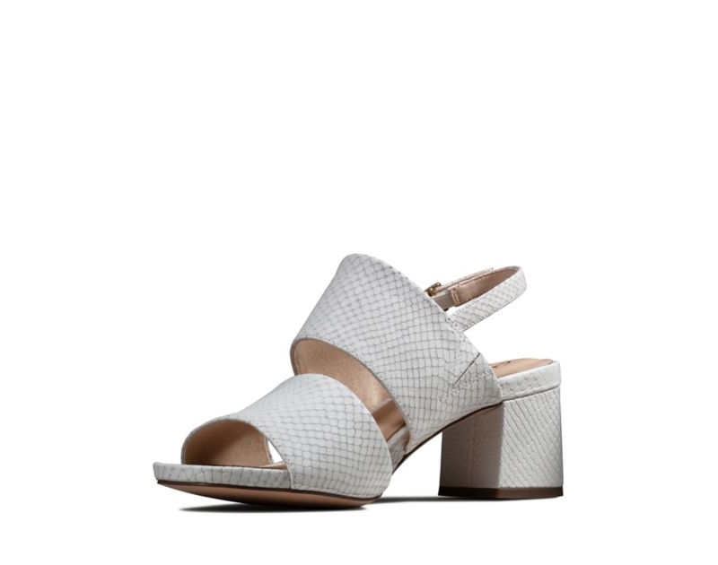 Clarks Sheer 55 Sling Pumps Heeled Sandals White Snake Women - India S8X2951-X8